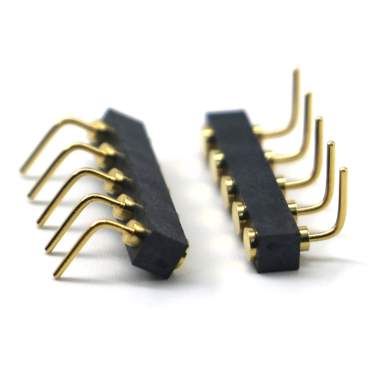 POGO PIN折彎5pin插板彈簧探針充電彈性觸點(diǎn)5pin連接器可焊接探針