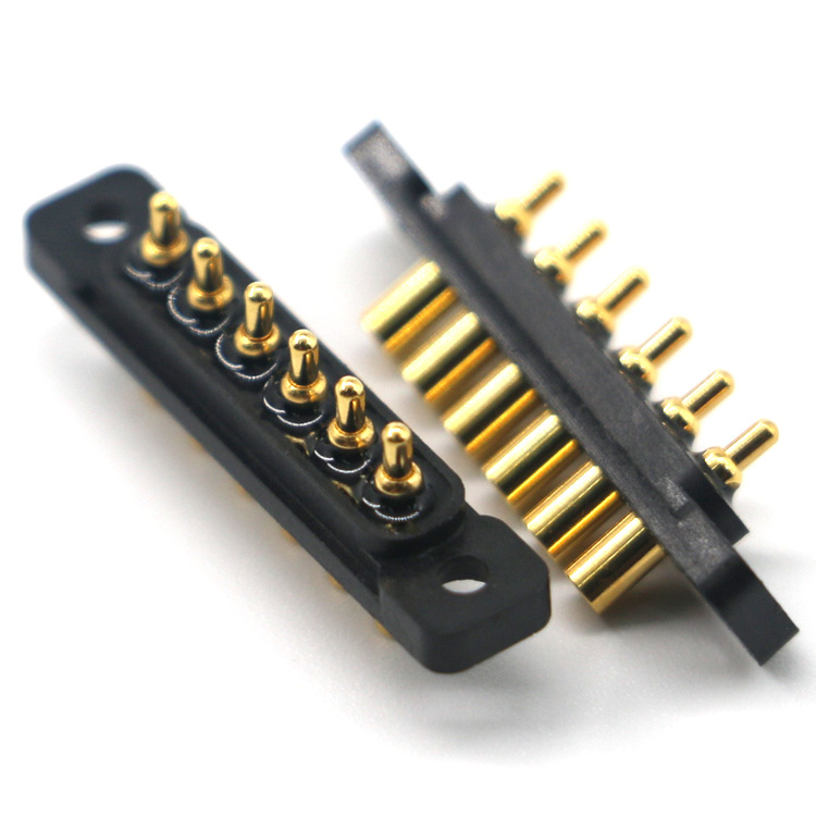 工廠(chǎng)單排6pin pogopin探針連接器 手機數碼設備彈簧針充電針定 制