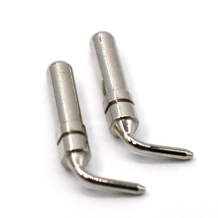 pogopin彈簧針新能源導電針鍍鎳彈性針 探針帶彈簧尾部折彎頂針